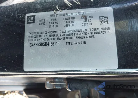 2013 Buick Verano Leather Group z USA, uszkodzony, nr VIN 1G4PS5SK5D4186116